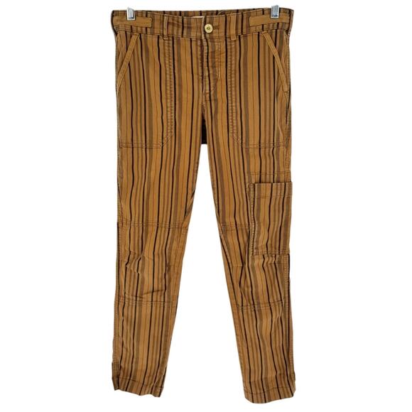 Anthropologie Hei Hei The Wanderer Striped Slim Cargo Pants Brown/Black Size 25 - Picture 5 of 13